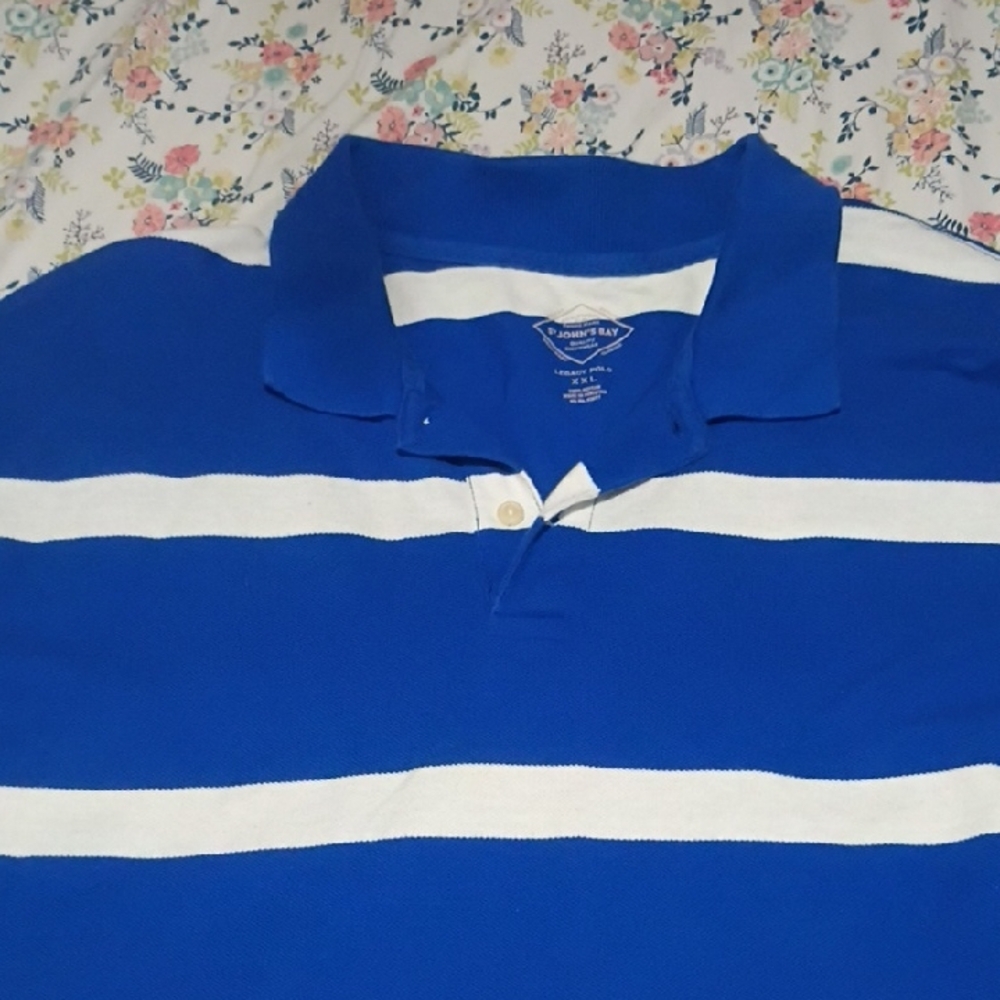 St. John's Bay Men's Blue and White Polo Shirt